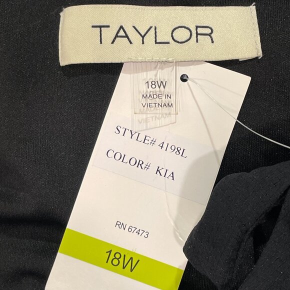 TAYLOR NWT Sheer Lined Short Sleeve Peplum V-Neck Maxi Dress Floral Blk/Wht 18 - Picture 10 of 12